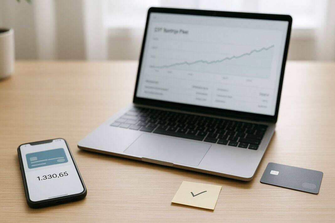 Bankpaket im Praxis‑Check am Schreibtisch