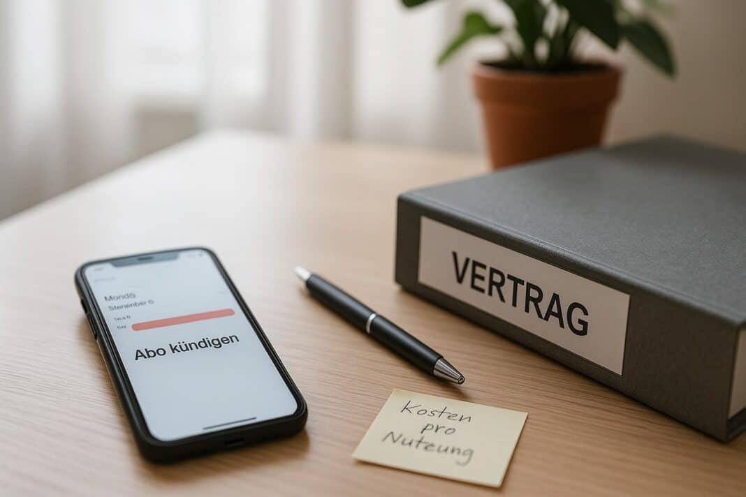 Kündigungs‑Reminder und Kosten‑Check auf dem Schreibtisch