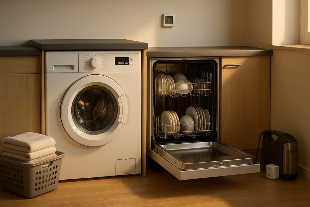 eco-programm Eco Programm Waschmaschine, Eco Programm Geschirrspüler, Strom sparen im Haushalt, Dosierung Waschmittel, Spüler Eco Trocknen, 40 Grad Wäsche, 60 Grad Hygiene, Wasserhärte einstellen, Voll beladen Spüler, Energieverbrauch senken