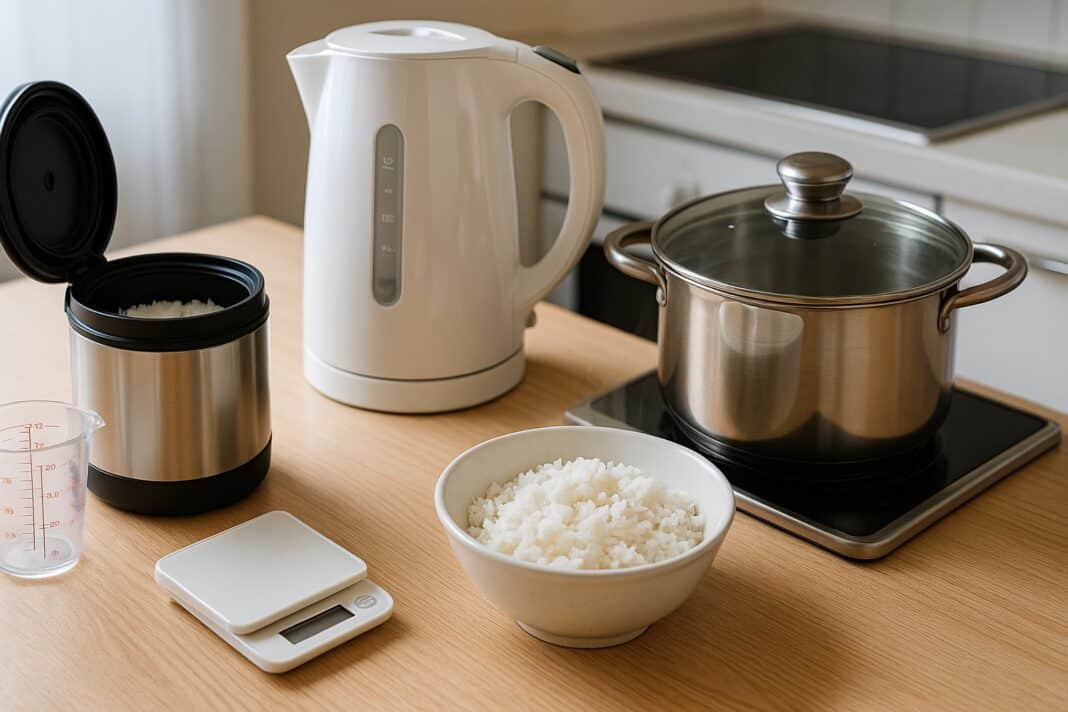 Stromspar-Setup in der Küche: Wasserkocher, Deckel & Thermobox